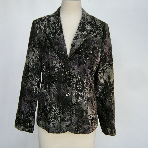 Harve Bernard  Size 8 Women's Classic Blazer - Tapesry Fabric in Black & Gray - Picture 1 of 10